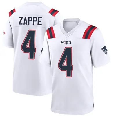 Men's Game Bailey Zappe New England Patriots White Jersey