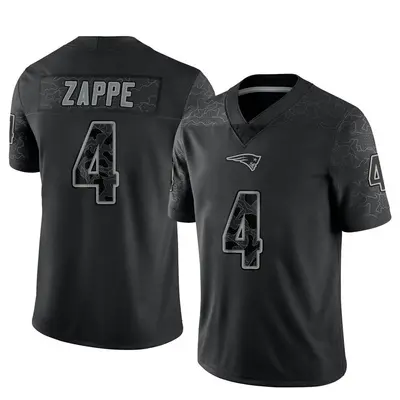 Men's Limited Bailey Zappe New England Patriots Black Reflective Jersey