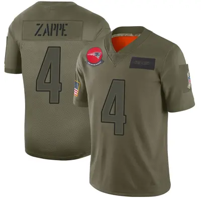 Men's Limited Bailey Zappe New England Patriots Camo 2019 Salute to Service Jersey