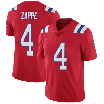 Men's Limited Bailey Zappe New England Patriots Red Vapor Untouchable Alternate Jersey