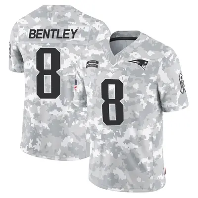 Men's Limited Ja'Whaun Bentley New England Patriots Arctic Camo 2024 Salute to Service Jersey