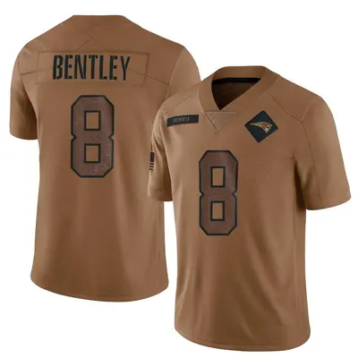 Men's Limited Ja'Whaun Bentley New England Patriots Brown 2023 Salute To Service Jersey