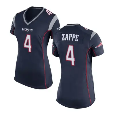 Women's Game Bailey Zappe New England Patriots Navy Blue Team Color Jersey