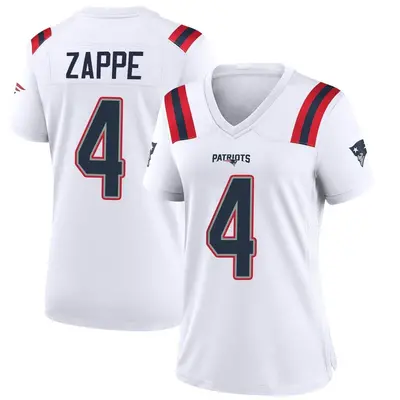 Women's Game Bailey Zappe New England Patriots White Jersey