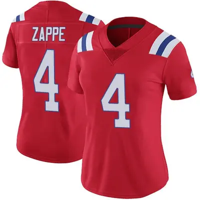 Women's Limited Bailey Zappe New England Patriots Red Vapor Untouchable Alternate Jersey