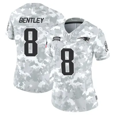 Women's Limited Ja'Whaun Bentley New England Patriots Arctic Camo 2024 Salute to Service Jersey