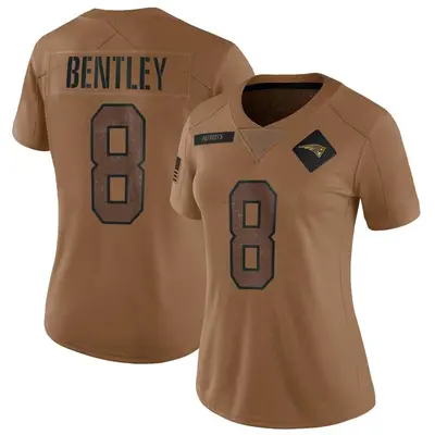 Women's Limited Ja'Whaun Bentley New England Patriots Brown 2023 Salute To Service Jersey