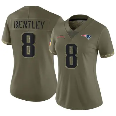 Women's Limited Ja'Whaun Bentley New England Patriots Olive 2022 Salute To Service Jersey