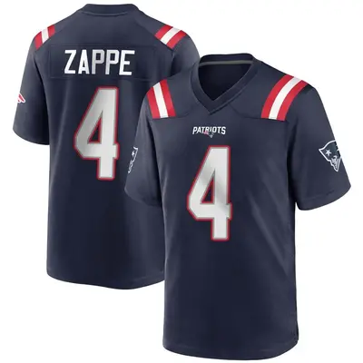 Youth Game Bailey Zappe New England Patriots Navy Blue Team Color Jersey
