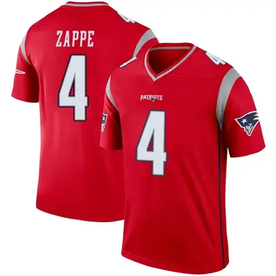 Youth Legend Bailey Zappe New England Patriots Red Inverted Jersey