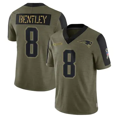 Youth Limited Ja'Whaun Bentley New England Patriots Olive 2021 Salute To Service Jersey